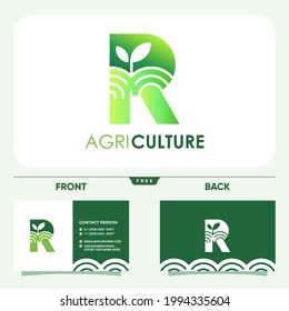 Initial Letter R Agriculture Logo Design Vector Graphic Icon Emblem Illustration