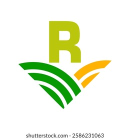 Initial Letter R Agriculture Logo Concept For Farming Symbol Vector Template