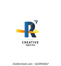 Initial Letter R Airplane Icon For Logo Company