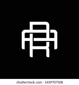 Initial letter A and R, AR, RA, overlapping interlock monogram logo, white color on black background
