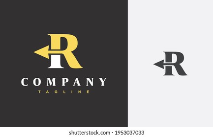 letra inicial logotipo de flecha R