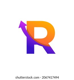 Initial Letter R Arrow Up Logo Symbol. Good for Company, Travel, Start up, Logistic and Graph Logos
