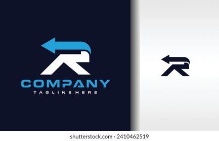 letra inicial logotipo de flecha R