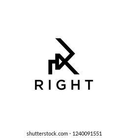 Initial Letter R with Arrow Right Logo Design Inspiration