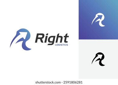 Initial Letter R with arrow right symbol logo design. creative Initial Letter Vector Logo template