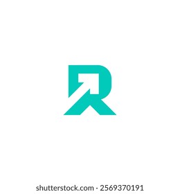 Initial Letter R Arrow turquoise Logo Design Vector minimalist
