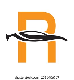 Initial Letter R Automotive Logo Design Concept With Car Symbol Vector Template 