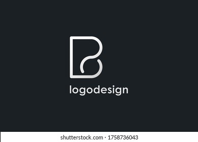 Initial Letter R and B Linked Logo. White Linear Rounded Style isolated on Black Background. Usable for Business and Branding Logos. Flat Vector Logo Design Template Element.