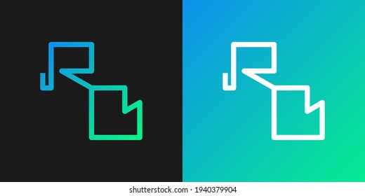 Anfangsbuchstaben R und B-Logo mit linearem Konzept in Blau und Grün