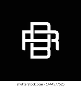 Initial letter R and B, RB, BR, overlapping interlock monogram logo, white color on black background