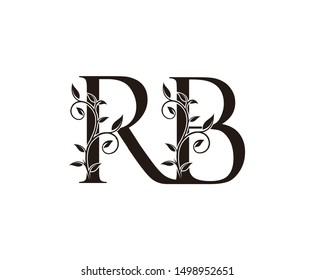 Initial letter R and B, RB, vintage Logo Icon, classy black letter monogram logo icon suitable for boutique,restaurant, wedding service, hotel or business identity.