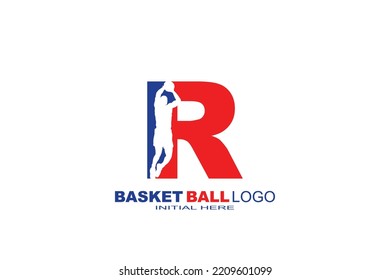 initial Letter R basketball logo
