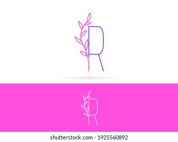 Initial letter R beauty leaves logo design. Simple branch icon