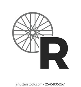 initial letter r bicycle rim icon logo design template