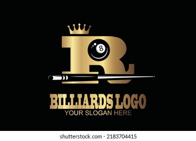 initial Letter R billiard  logo