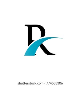Initial Letter R Blue Swoosh Logo