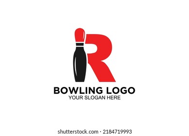logotipo de bolera de la letra R inicial