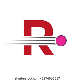 Initial Letter R Bowling Logo. Bowling Ball Symbol Vector Template