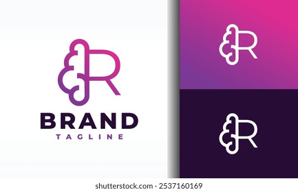 initial letter R brain logo