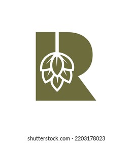 Initial Letter R Brewing Logo With Beer Icon Vector Template