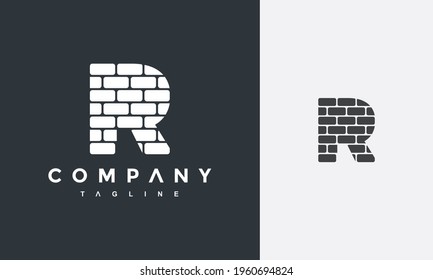 letra inicial logotipo de ladrillo R	