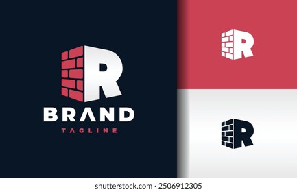 Letra inicial R logotipo del ladrillo
