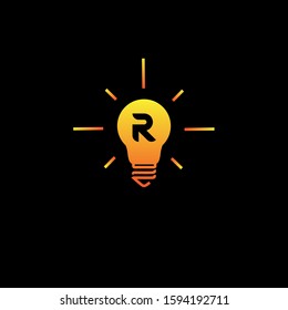 initial letter R in the bulb lamp logo vector inspiration