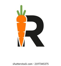 Initial Letter R Carrot Icon Design Vector Template. Carrot Logo Based Alphabet
