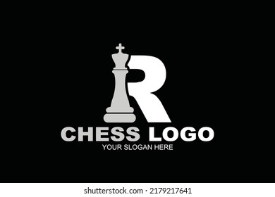 initial Letter R chess king logo