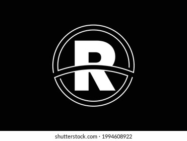 Initial letter R with circle frame. Graphic alphabet symbol for corporate business identity