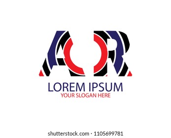 Initial Letter A and R circle line black, red and blue color Design Logo Vector Graphic Branding Letter Element.