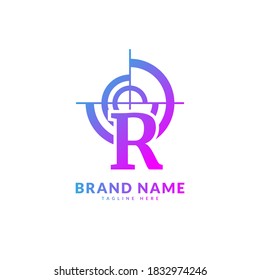 Initial letter R with circle target logo. Creative stylish target logo vector, fit for company and business
