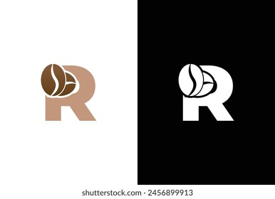 Plantilla con el logotipo inicial de Letter R Coffee. Letra R icono de la cafetería, marca de café, minimalista, moderno Conveniente para la Plantilla del logotipo de la cafetería.