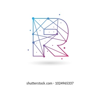 Initial Letter R Connected Circle Network Logo Design Template Element