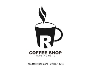 initial Letter R cooffee shop logo