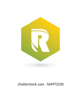 initial letter r creative geometric logo typography design for brand and company identity. gradient green and yellow color