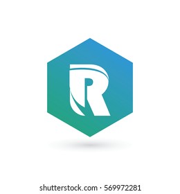 initial letter r creative geometric logo typography design for brand and company identity. gradient green and blue color