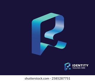 initial letter R creative modern flat isometric style symbol vector illustration