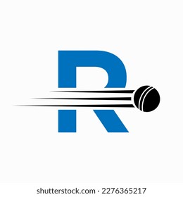 Initial Letter R Cricket Logo Concept With Ball Icon For Cricket Club Symbol
