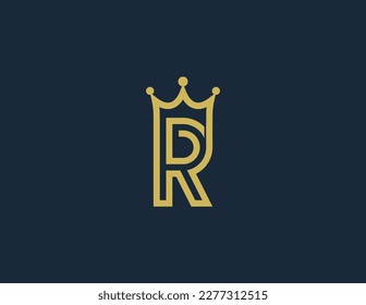 initial Letter R Crown Logo Concept sign symbol icon Element Design. Luxury Alphabet Logotype Monogram. Vector illustration logo template