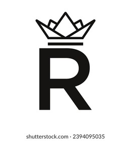 Initial Letter R Crown Logo. Crown Logo for Beauty, Fashion, Star, Elegant, Luxury Sign