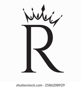 Initial Letter R Crown Logo Concept For Fashion and Beauty Symbol Vector Template