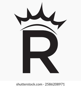 Initial Letter R Crown Logo Concept For Fashion and Beauty Symbol Vector Template