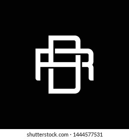 Initial letter R and D, RD, DR, overlapping interlock monogram logo, white color on black background