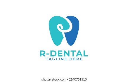 Initial letter R Dental for dentist clinic logo design, practice identity.