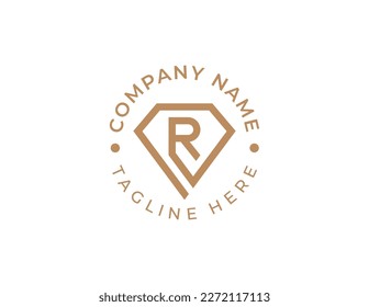 initial Letter R Diamond Jewellery Logo Concept symbol icon sign Element Design. Jewelry Logotype. Vector illustration template