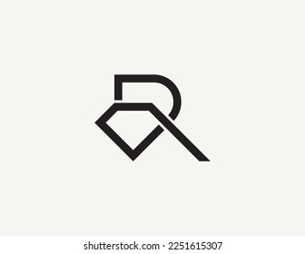 letra inicial R Símbolo de símbolo de signo de concepto de logotipo de diamante Elemento Diseño Estilo de línea de arte. Joyería, Joyería, Logotipo Gem. Plantilla de ilustración de vector