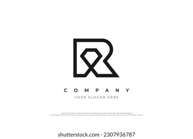 Initial Letter R Diamond Logo Design Vector