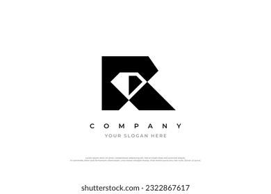 Letra inicial R Vector de diseño de logotipo de diamante