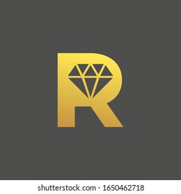 initial letter R with diamond vector logo template